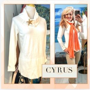 ⭐️Cyrus,Sinfully Soft Rayon Blend,Cowl-Neck,Long Sleeve Top in Ivory, Size Small